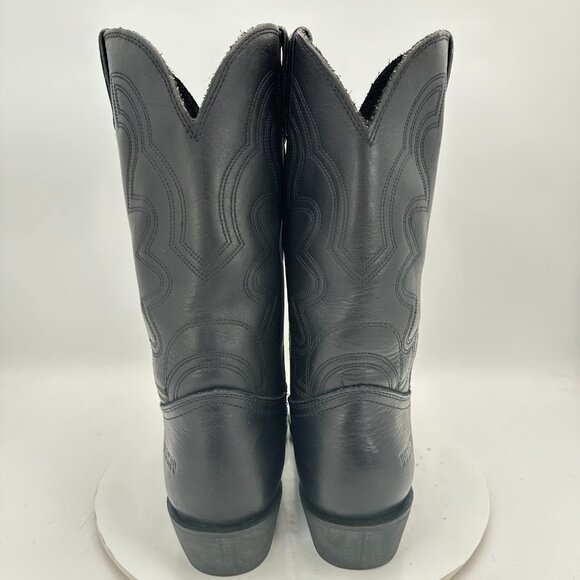 Durango Men Size UK 9 US 10 Black Leather Cowboy Pull On Western Boot - Picture 5 of 14